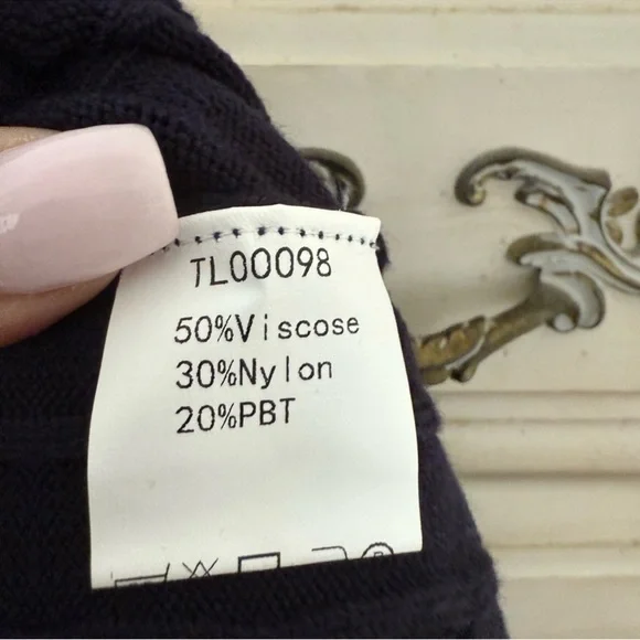 Navy Cable Knit Preppy Collared Sweater - Picture 3 of 3